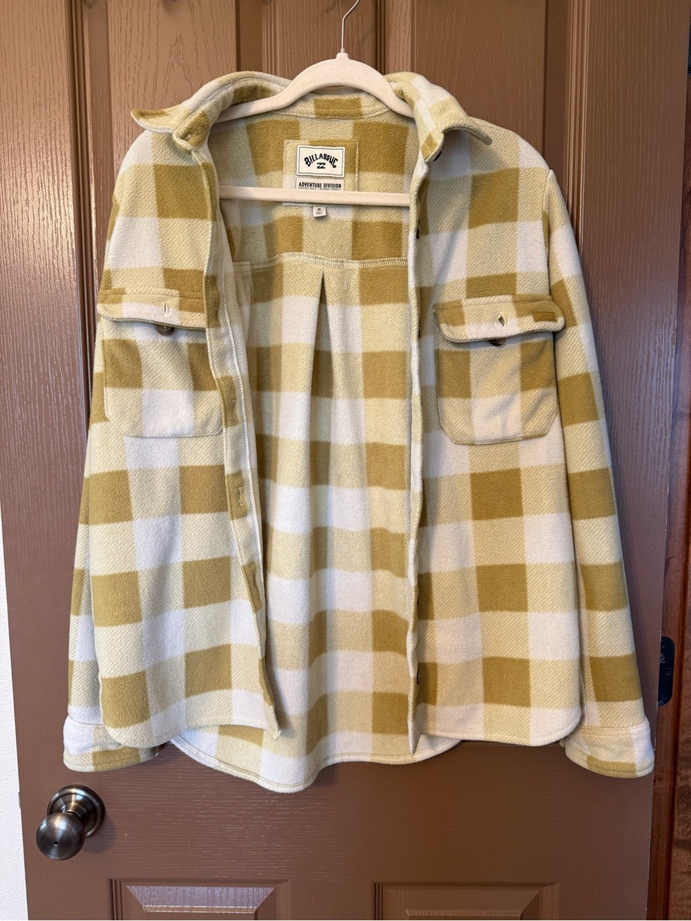 Billabong Yellow and Cream Plaid Fleece Shacket